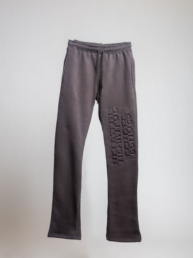 Heartful Echoes Black Stacked Sweatpants