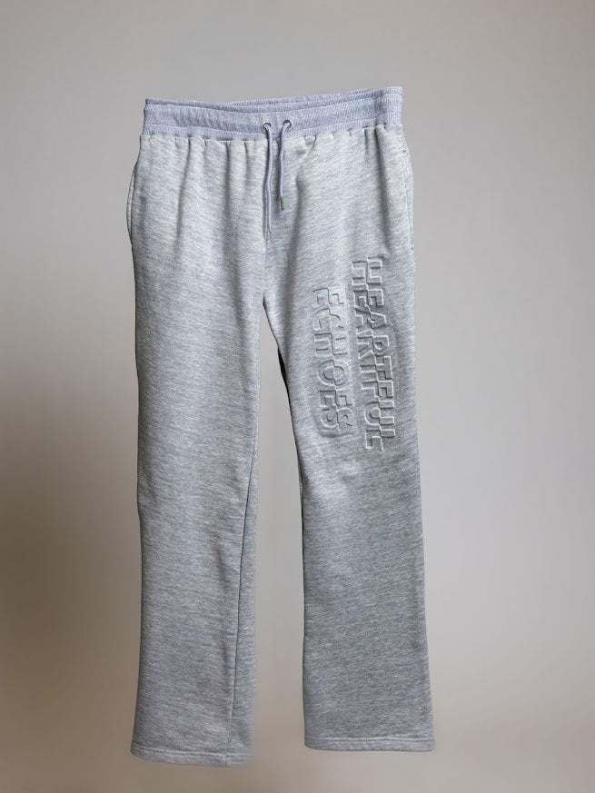 Heartful Echoes Gray Stacked Sweatpants
