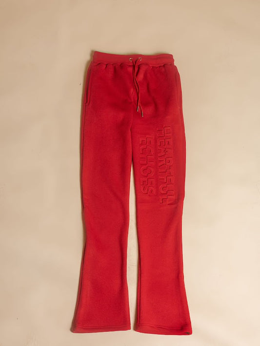 Heartful Echoes Red Stacked Sweatpants