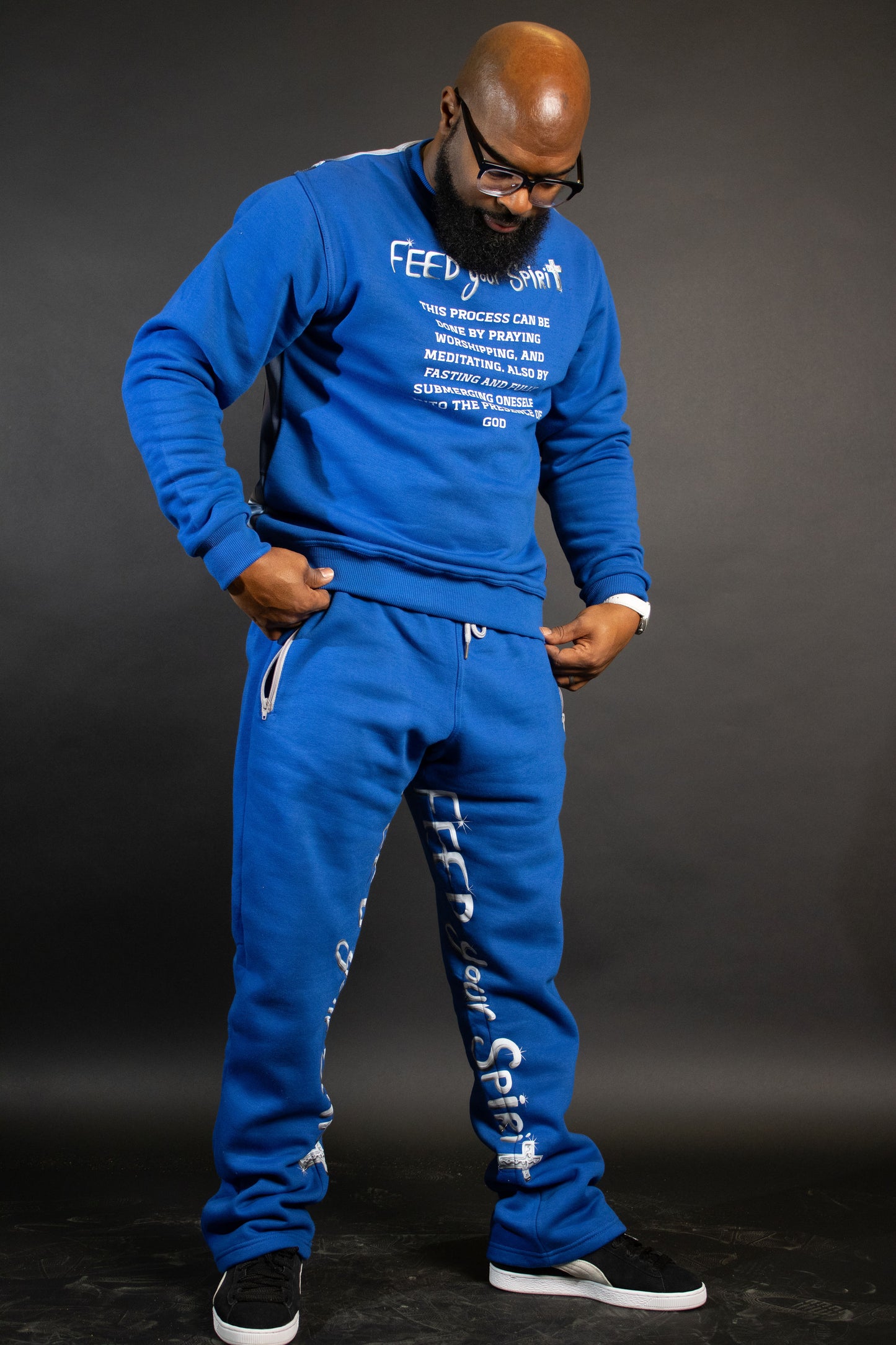 Feed Your Spirit Crewneck Fleece Stacked Jogger Set